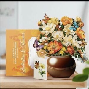 Paeone Butterflies & Flowers Pop-Up Bouquet 12” New